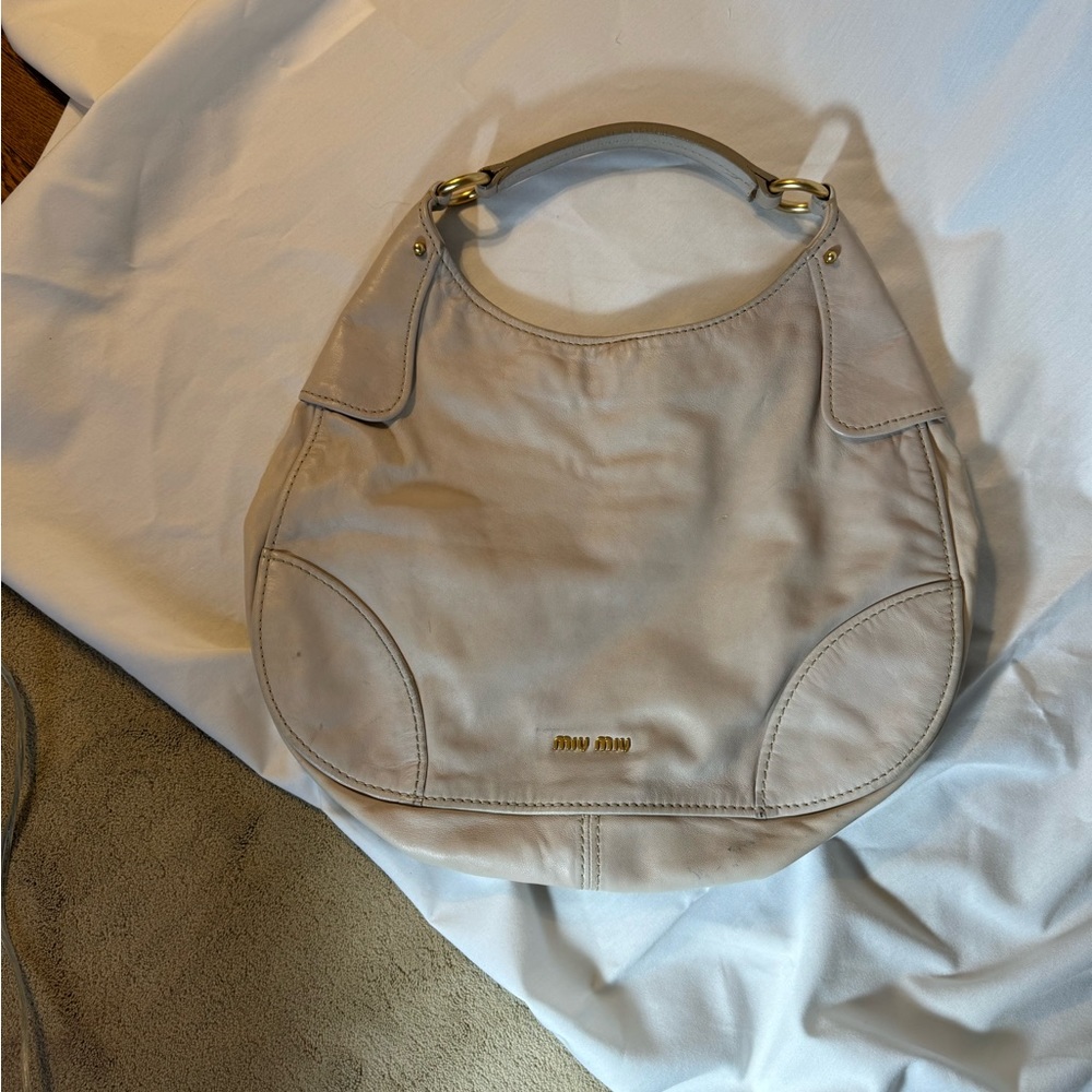 Miu Miu large cream leather hobo bag